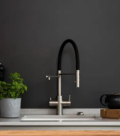 Edelstahl Armatur mit Brause Auslauf